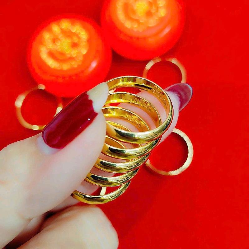  Nhẫn Trơn 1 chỉ  xi mạ 24.k khắc 9999 . 1 chỉ . trang sức phụ kiện xi mạ Thiết kế TH   Trang Sức phụ kiện không phải vàng Thật   