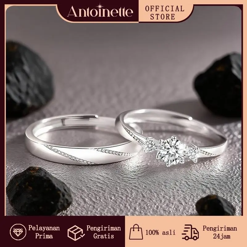 Antoinette Jewelry Cincin Couple Perak 925 Premium  Desain Eksklusif & Adjustable Aksesoris Silver Tunangan Nikah Anti karat