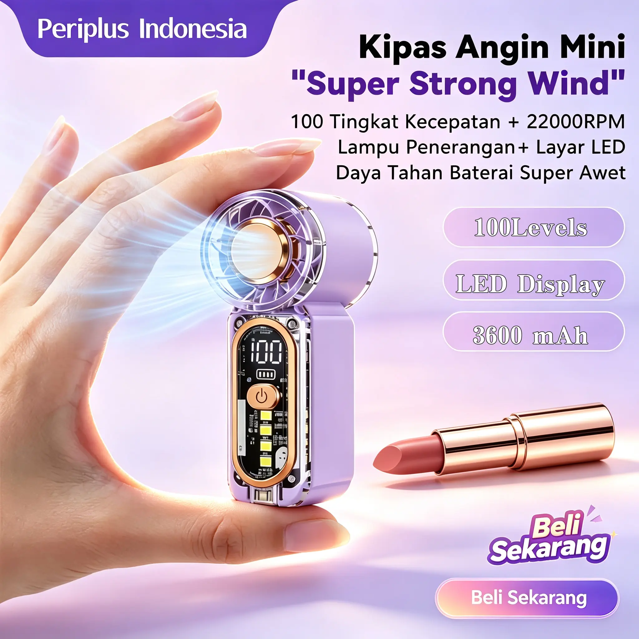 Periplus Indonesia Mini Kipas Pendinginan Cepat Kecepatan Tinggi 22000 RPM Daya Tahan Baterai Lama