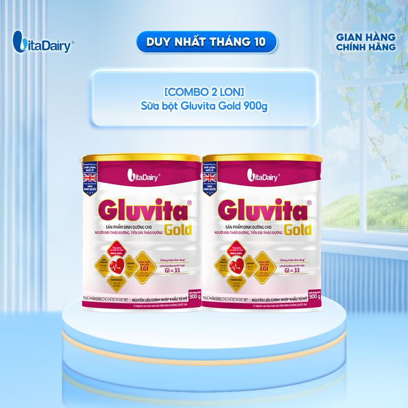 Sữa bột Gluvita Gold dành cho người tiểu đường - Giúp kiểm soát đường huyết - Lon 900g