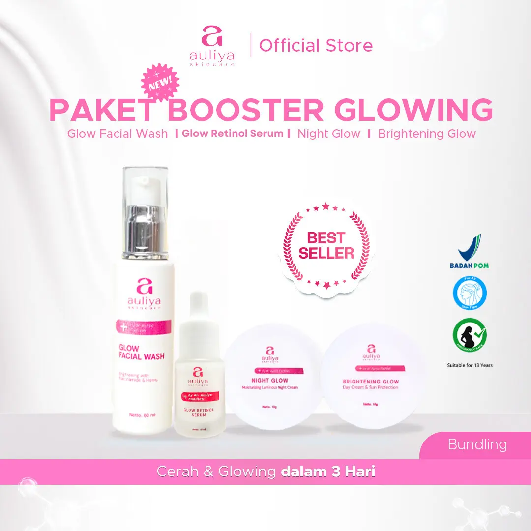 Auliya Skincare Paket New Booster Glowing - Untuk Mencerahkan Wajah Merawat Kulit dan Mampu Menghilangkan Flek