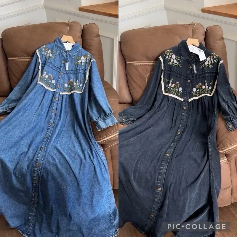Dress denim bordir flower 20618, 21075, 20871, 21077 | Talullah 1