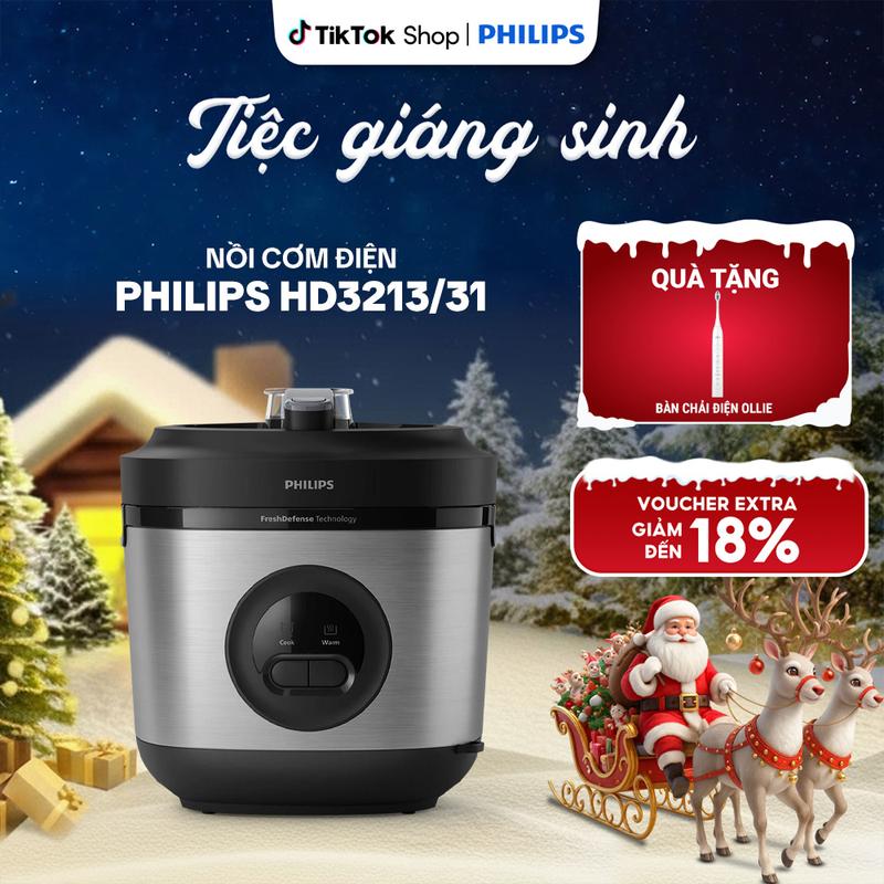 TẶNG BÀN CHẢI ĐIỆN OLLIE Nồi Cơm Điện Philips HD3213 31 1.8 lít | 5 lớp| nhiệt 3D - Hàng Chính Hãng nồi cơm Cooker Nấu Cơm nồi cơm
