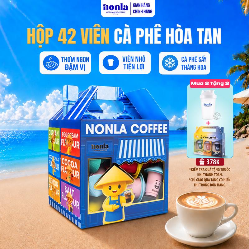 Hộp Cà phê Nón Lá 42 viên - Hộp Cà Phê Nón Lá Sấy Thăng Hoa, Đa Hương Vị, Tiện…