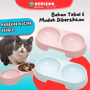 Tempat Makan Minum Kucing 2 Lubang Aerizoo