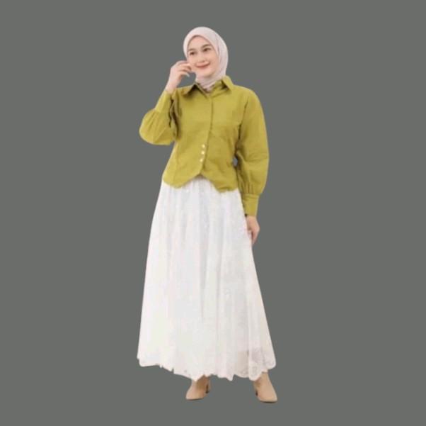 SHINJAU BLOUSE_Halinka Shirt_Kmeja Wanita Basik Linen premium Baju Panjang 6