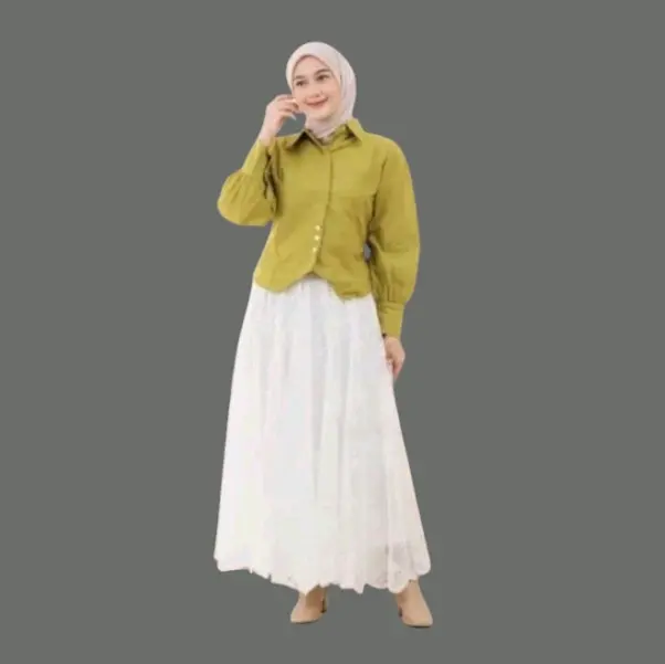 SHINJAU BLOUSE_Halinka Shirt_Kmeja Wanita Basik Linen premium Baju Panjang 5