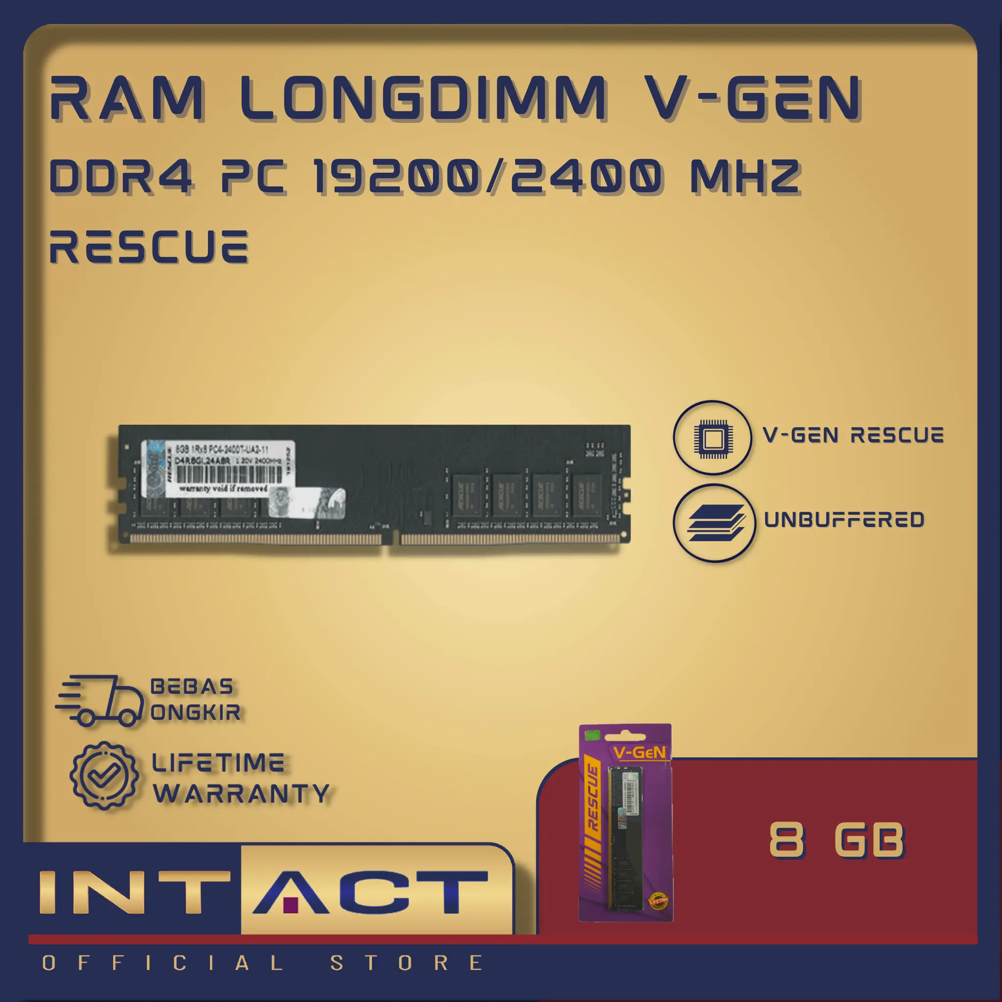 RAM DDR4 V-GeN RESCUE 8GB PC19200/2400Mhz Long Dimm (Memory PC VGEN)