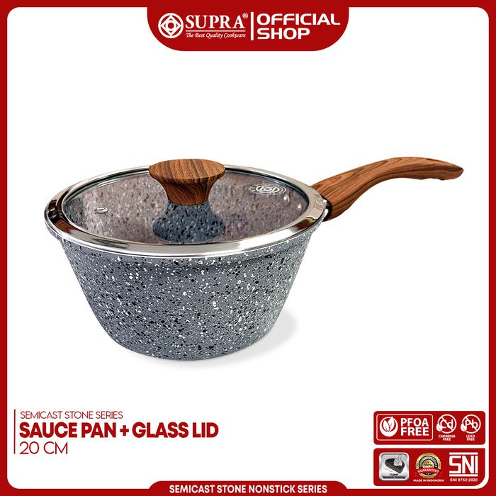 Gambar SUPRA Panci  Alumunium Anti Lengket Sauce Pan 20 Cm Semicast Stone dari Panci Supra Kota Tangerang Tokopedia