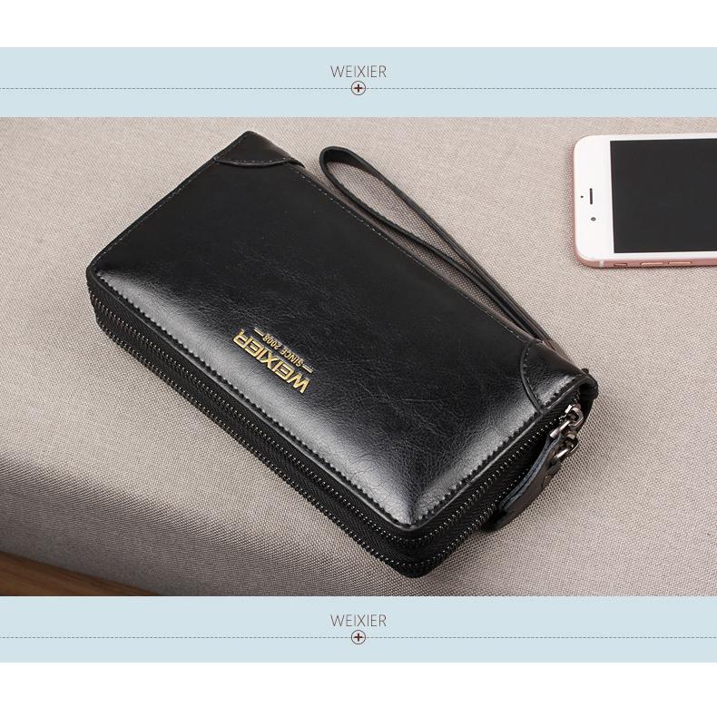 Dompet Panjang Pria Kulit Import Original Weixier Premium Waterproof Hand Clutch Bag Dengan Slot Kartu Kulit PU Berkualitas 5