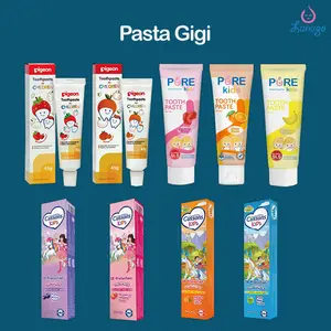 Pigeon Cussons Toothpaste / Pasta Gigi Strawberry, Orange 45 Gr / Cussons Fruity Berries, Strawberry Smoothie, Sparkling Orange, Fresh Apple Pasta Gigi Bayi Pigeon Bagus Untuk Gusi dan Gigi Anak / Pure Kids Tooth Paste
