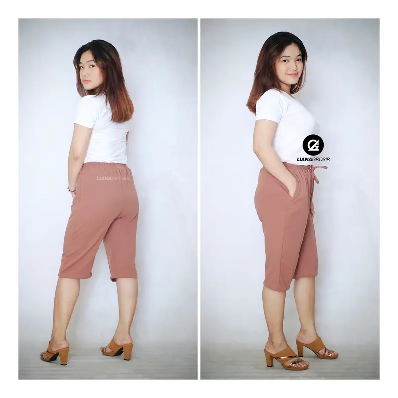( PAKET 5 PCS ) Celana Pendek Wanita Luna Pant 7/8 Bawah Lutut Santai Casual 4