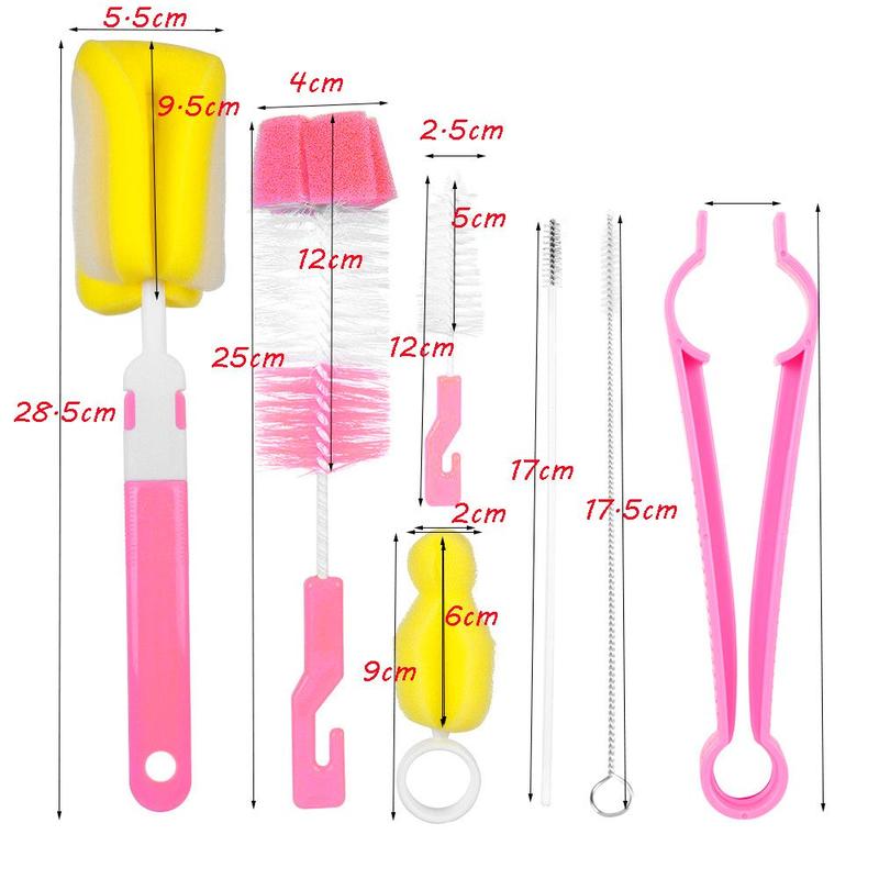 7pcs Home Spout Cup Washing Rotating Clean Sponge Bottle Brush Baby Nipple 4