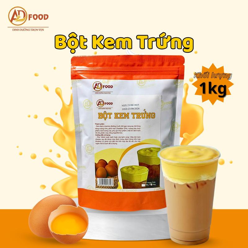 1kg Bột kem trứng ADFOOD - làm topping đồ uống, trà sữa kem trứng, bánh bông lan kem, topping cream bột milk foam muối biển,  cà phê phủ kem trứng...