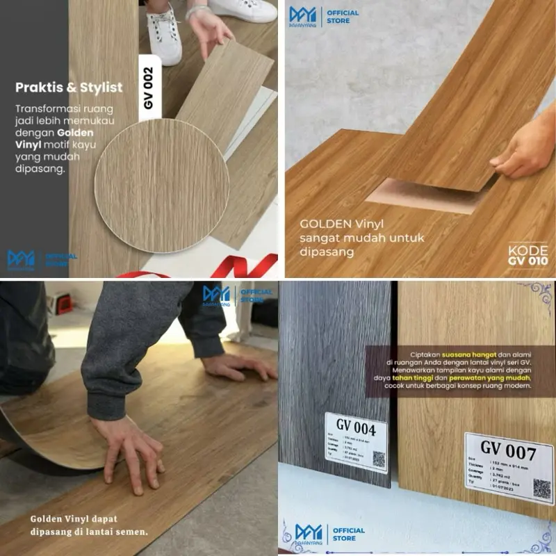 36 Pcs Vinyl Dekorasi Lantai PVC Motif Kayu Realistis – Bahan Berkualitas, Anti Air & Rayap, Tebal 1.2mm 5