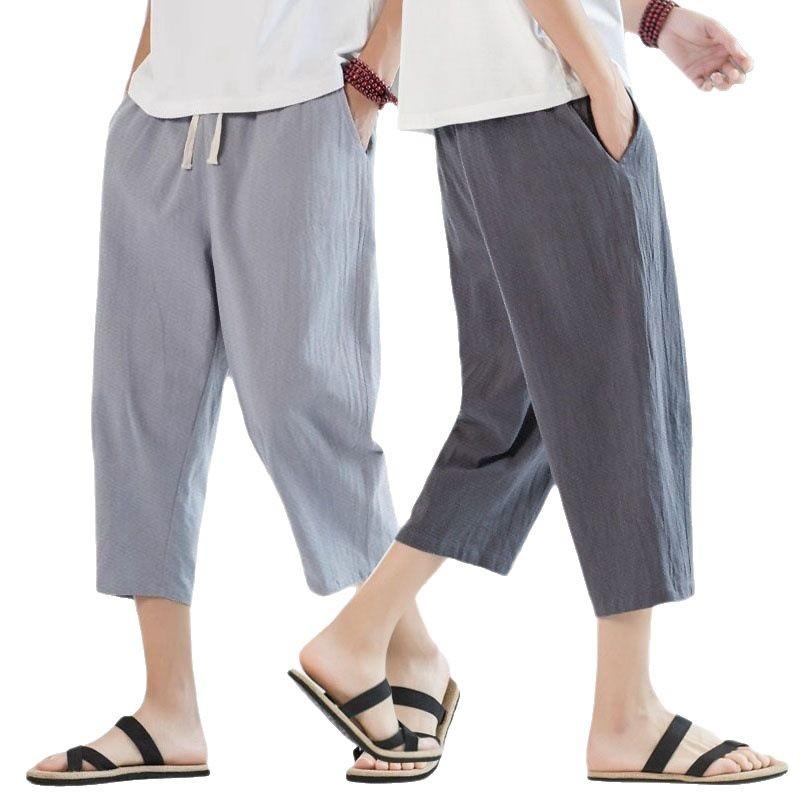 KEYINGNG Quần nam mùa hè siêu mỏng Quần ice silk rộng rãi Thời trang thể thao