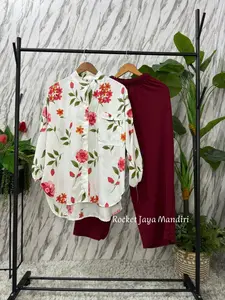 RJM - Oneset Rosyana Motif Bunga Super Jumbo XXL Katun Crincle | Setelan Wanita