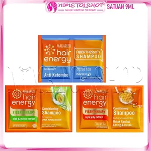 (SATUAN) MAKARIZO Hair Energy Shampoo 9ml Fibertherapy Conditioning Keratin Rambut Rontok Ketombe