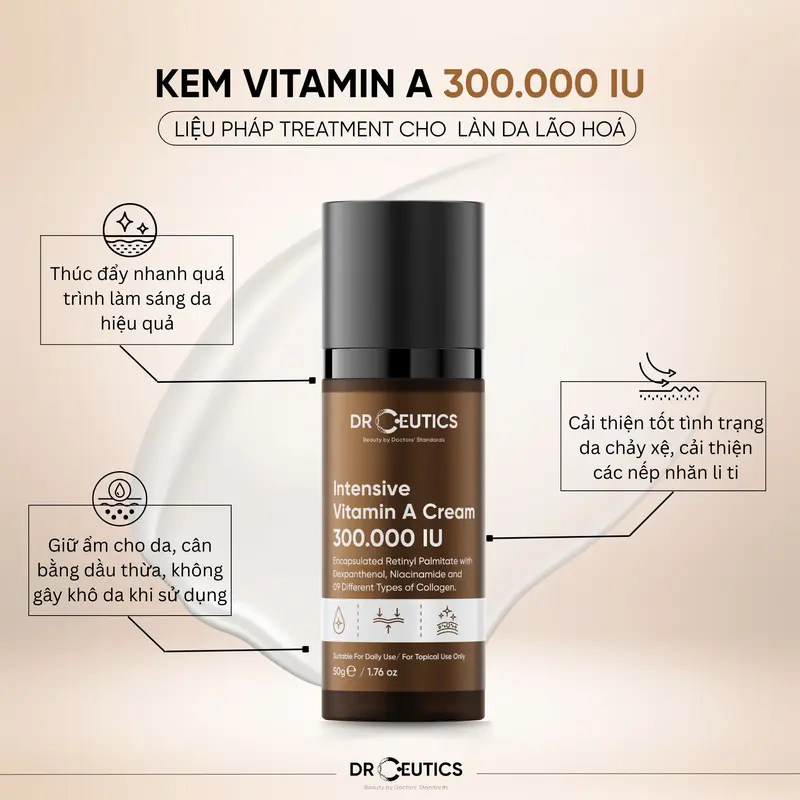 DRCEUTICS Kem Dưỡng Hỗ Trợ Căng Mịn Da Chứa Vitamin A Intensive Cream 300.000 IU (35g) 4