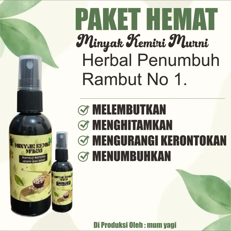 (COD)PAKET HEMAT!!! MINYAK KEMIRI MURNI DAN MINYAK KEMIRI BAKAR MENGATASI RAMBUT RONTOK,KEBOTAKAN,DAN RAMBUT KERING 2 pcs lebih murah..