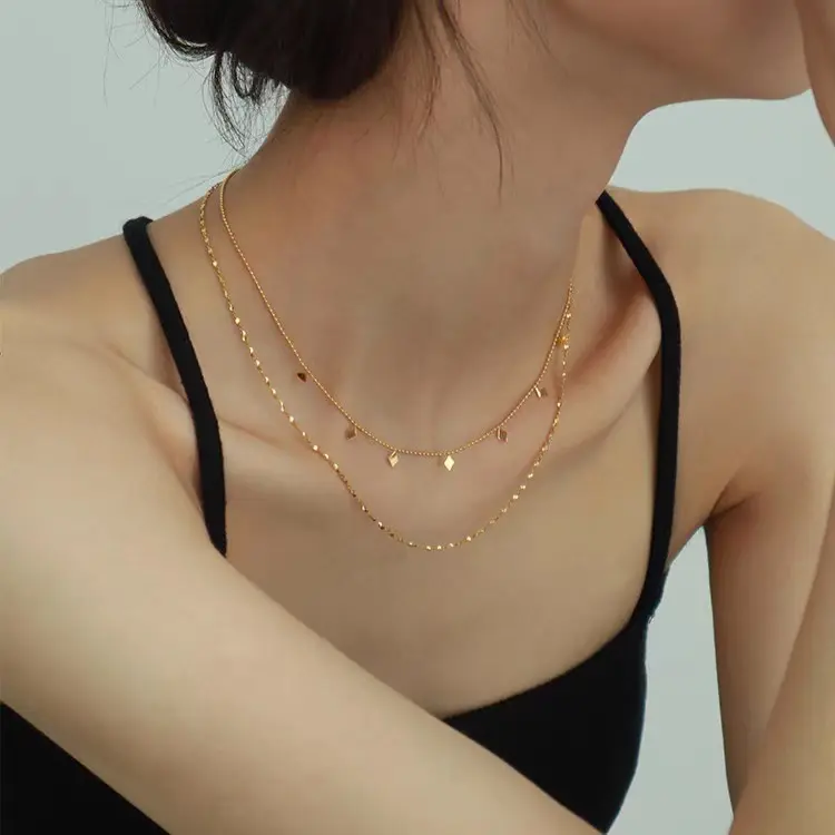 Kalung Dua Layer Double Layer Titanium Wanita Simple Elegant Aesthetic 8