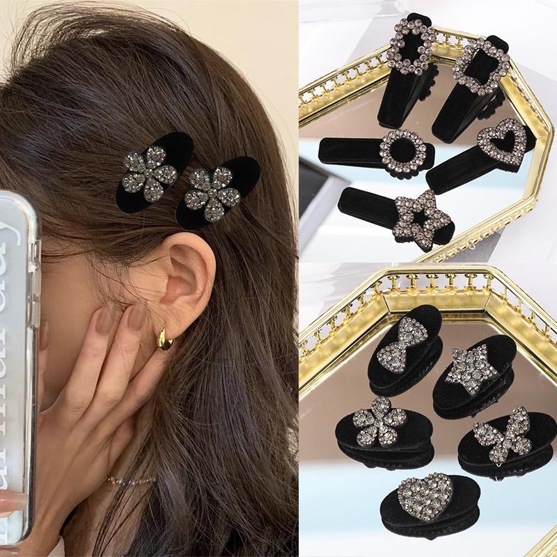 Kẹp Tóc Nhỏ Màu Đen Lấp Lánh Cho Nữ Cổ Điển Cổ Điển Tóc Mái Bên Kẹp Tóc Gãy Phụ Kiện Tóc