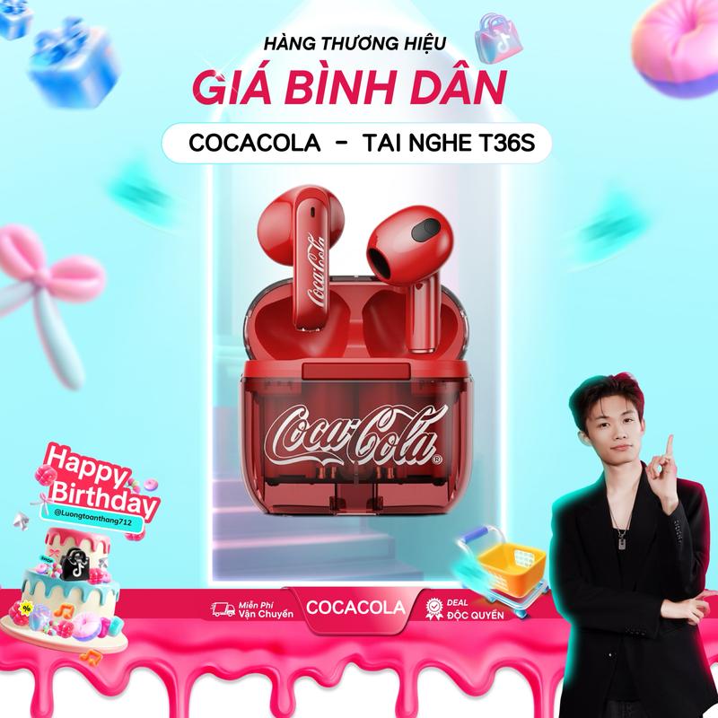   Deal Dộc Quyền KOC Luongtoanthang  CocaCola T36S Nhét Tai Nghe Bluetooth TWS Cổ Điển Bluetooth 5.4 Thời Gian Chơi 20H Sạc Nhanh Siêu Nhẹ Thiết Kế Cổ Điển Vừa Vặn Thoải Mái Âm Thanh HD Cuộc Gọi Rõ Ràng Thích Hợp Cho Âm Nhạc Không Dây Và Chơi Game 