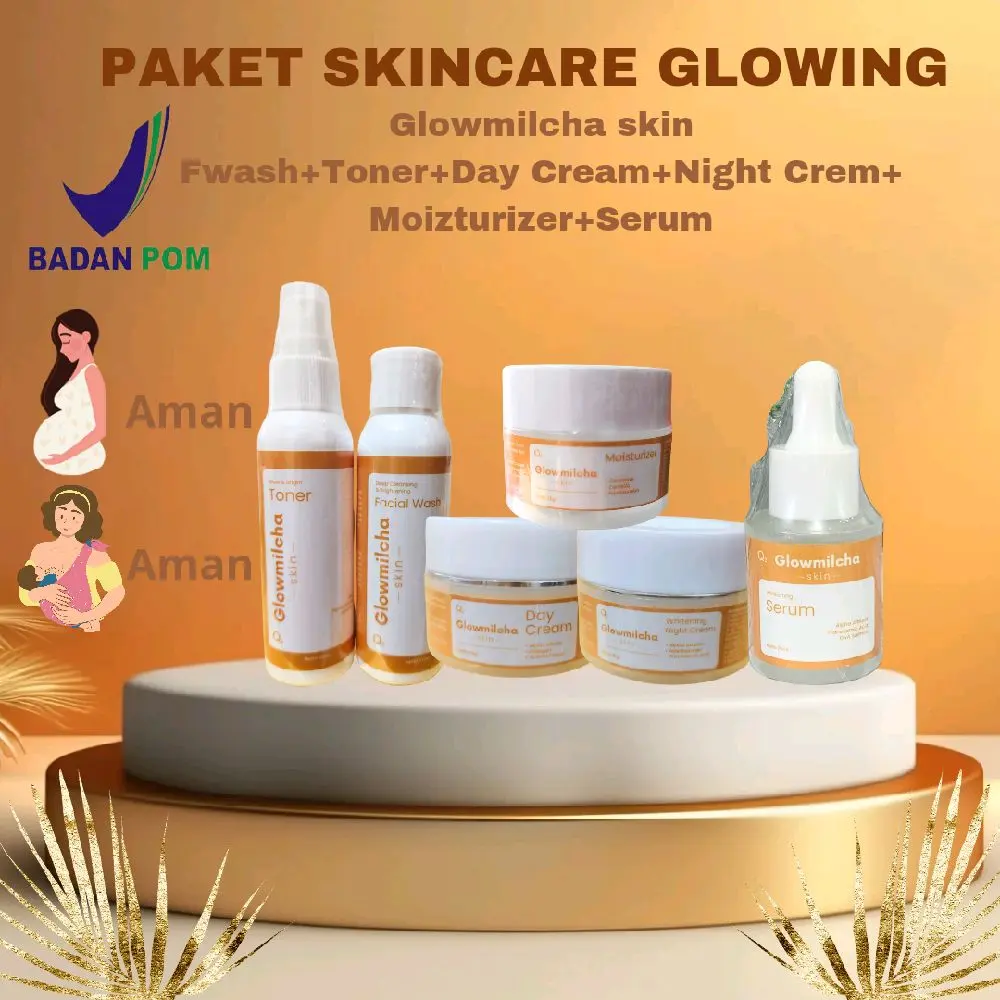 SPESIAL PROMO SKINCARE GLOWMILCHA SKIN PAKET GLOWING (DAY CREAM+NIGHT CREM+SERUM+MOISTURIZER+TONER+FWASH)