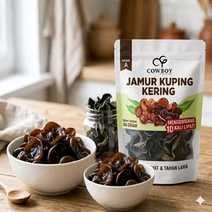 Jamur Kuping Kering, 60 gram tahan lama bebas pengawet dapat mengembang 10x lipat