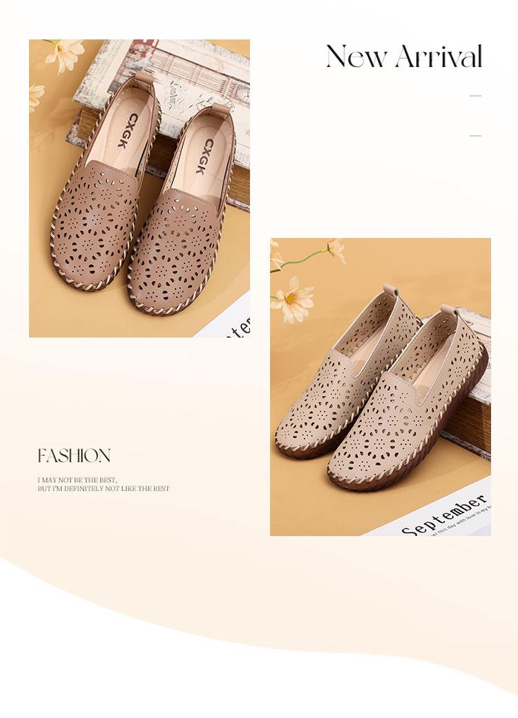 CXGK Sepatu Kasual Wanita Berlubang Stylish Nyaman Desain Modis Bahan Nyaman Versatil untuk Kantor Sekolah atau Acara Kasual