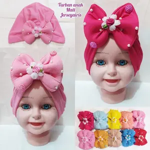 TURBAN WULAN PITA BUNGA MAWAR MUTIARA JERSEY ANAK LUCUU