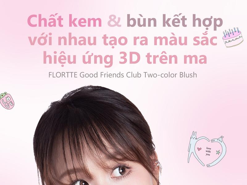 Product Introduction of Kem má hồng hai màu Flortte, dạng kem đa năng, kết cấu kép, có thể sử dụng nhiều cách khác nhau, tăng độ sáng cho gương mặt, tạo lớp trang điểm tự nhiên, 3.2g, 6 mẫu để chọn lựa 0