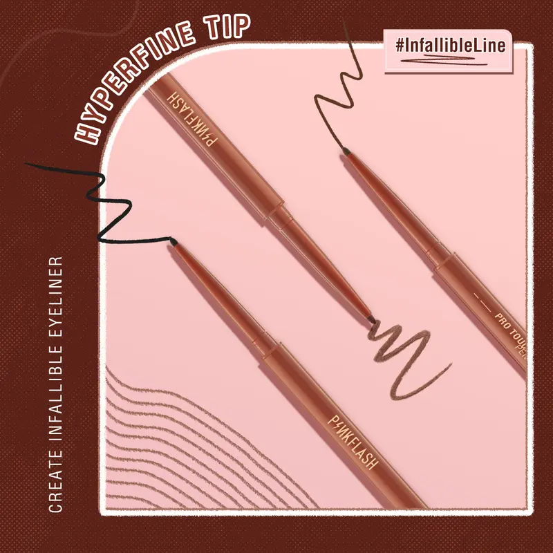 [Official] PINKFLASH#InfallibleLine Hyperfine Smooth Gel Eyeliner High Pigmented Multiple Colors Smudge-proof Breakup-proof Waterproof Long-lasting 5