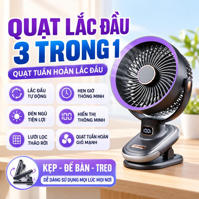 Quạt Để Bàn Quạt Kẹp Quạt Treo Tường Quạt Quay Đầu Quạt Đèn LED Quạt Sạc Quạt Hẹn Giờ Quạt Tuần Hoàn Không Khí Quạt Di Động Mini Quạt Siêu Êm Quạt Gia Đình Quạt Ký Túc Xá Bảo Hành 3 Năm