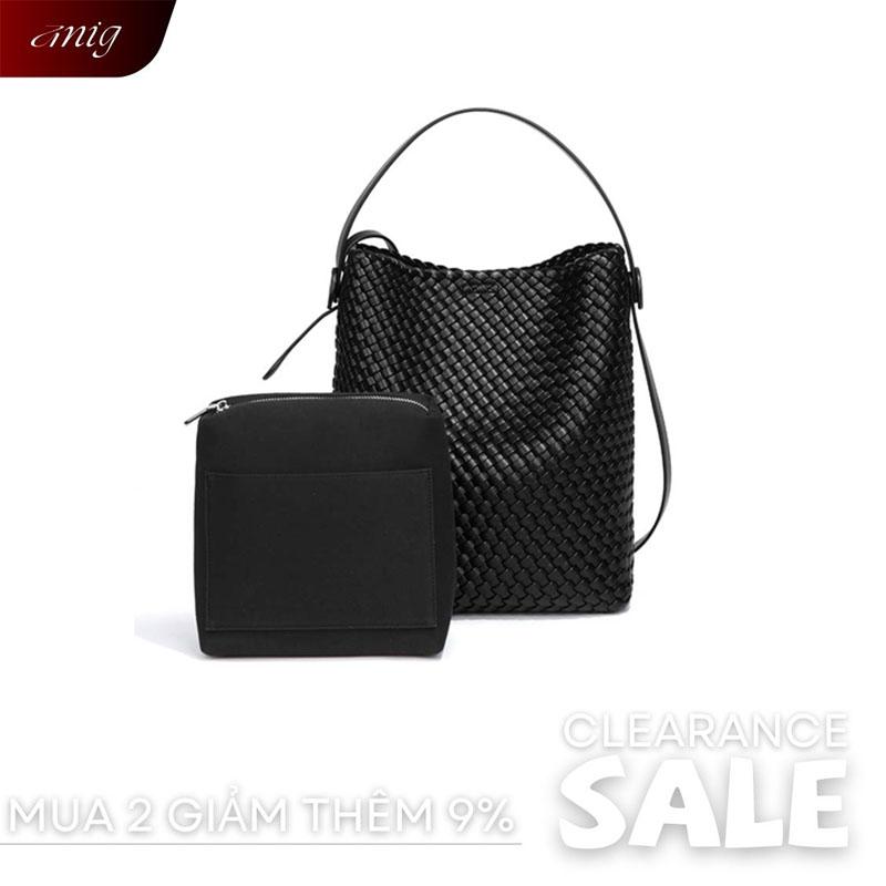 [ XÃ KHO - KHÔNG RESTOCK ] Túi tote nữ dệt thủ công Miền màu đen 26 x 11 x 32cm