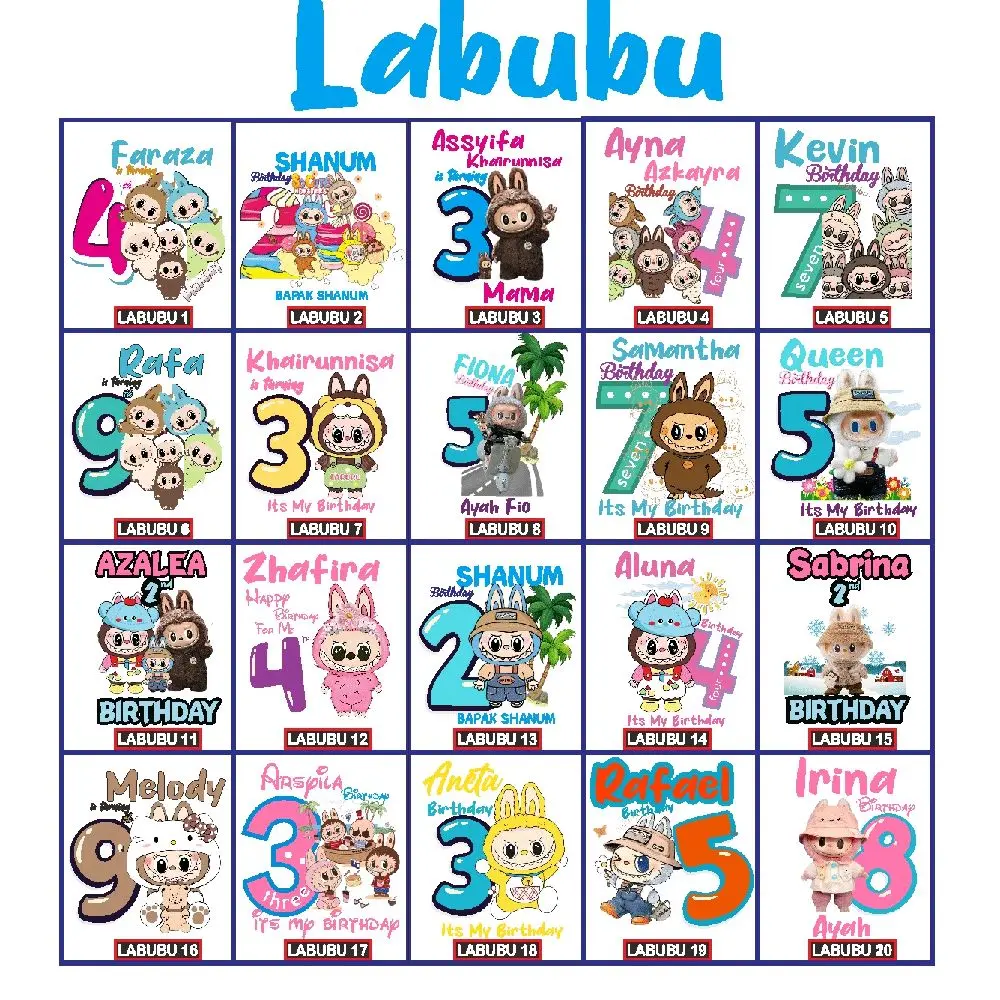 LABUBU KAOS COUPLE FAMILY BIRTHDAY/KAOS ULANG TAHUN ANAK DAN KELUARGA/KAOS CUSTOM ULANG TAHUN ANAK/KAOS COUPLE ANAK