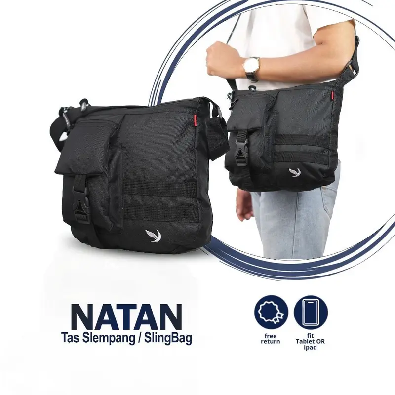 Tas Selempang Slingbag Natan Casual Kerja Slingbag Pria Multifungsi Canvas Premium 5