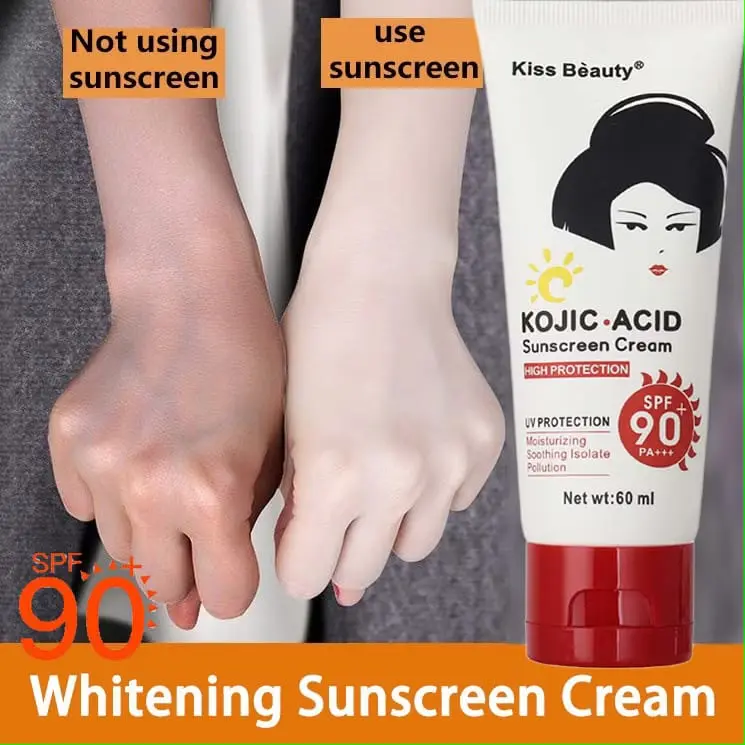 Kojic Acid Sunscreen tabir surya SPF90 PA+++ Sunblock Badan Krim Sunscreen UV Protection Sunblock untuk Badan dan Wajah