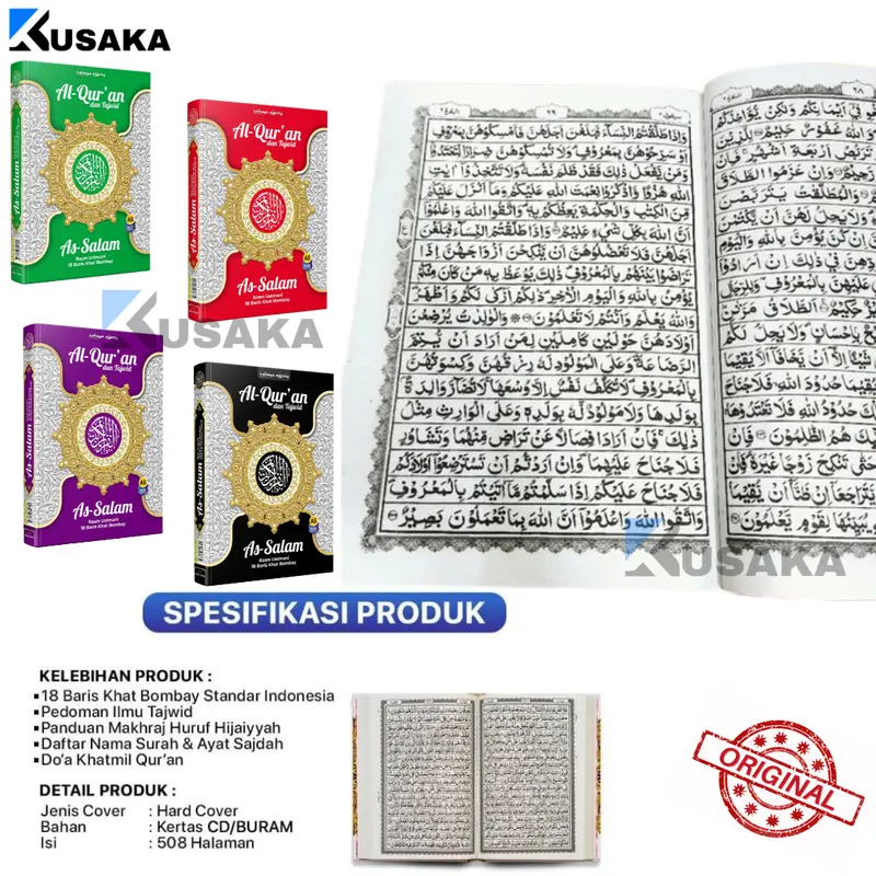 Foto Rasm (Paket Al Quran 4 Pcs) Al Qur'an Wakaf As Salam B6/A5 Alquran Wakaf ...