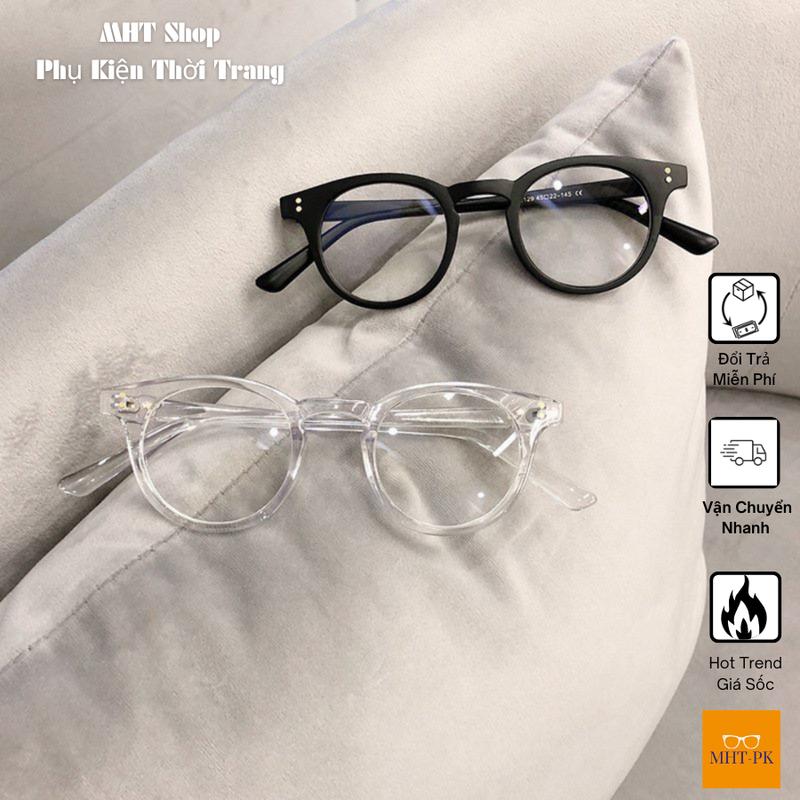 Mắt kính giả cận gọng tròn thời trang nam nữ, kính mát giả cận gọng tròn không độ phong cách retro Hàn Quốc MKGT2 Kính Mắt kính  mắt kính  mắt vuông