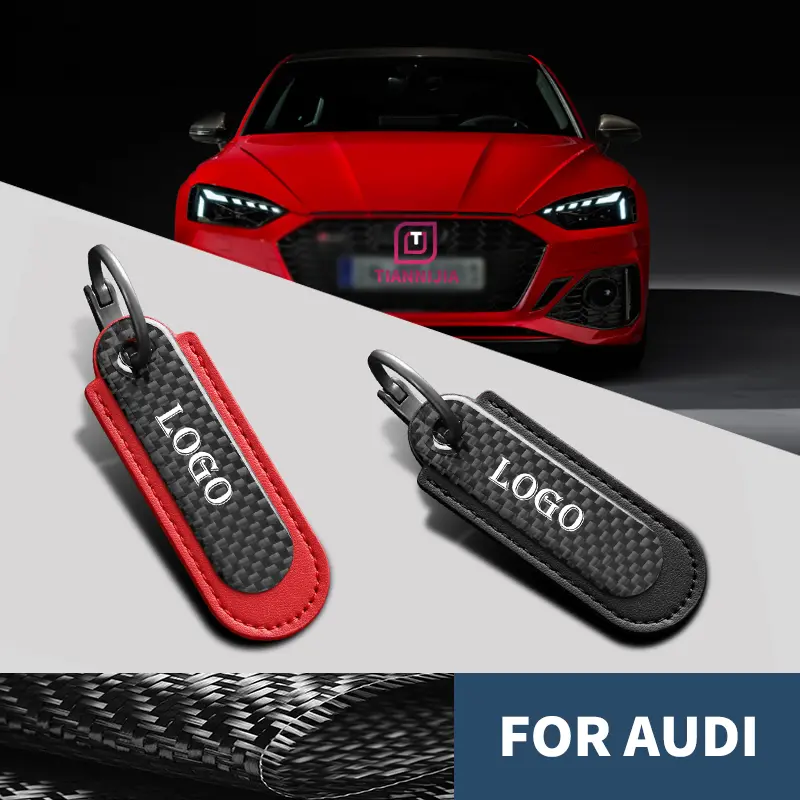 Carbon Fiber Car Key Holder For Audi Sline Quattor Badge A3 A4 A5 A6 A7 A8 Q3 Q5 keychain Accessories Zinc Alloy Keyrings