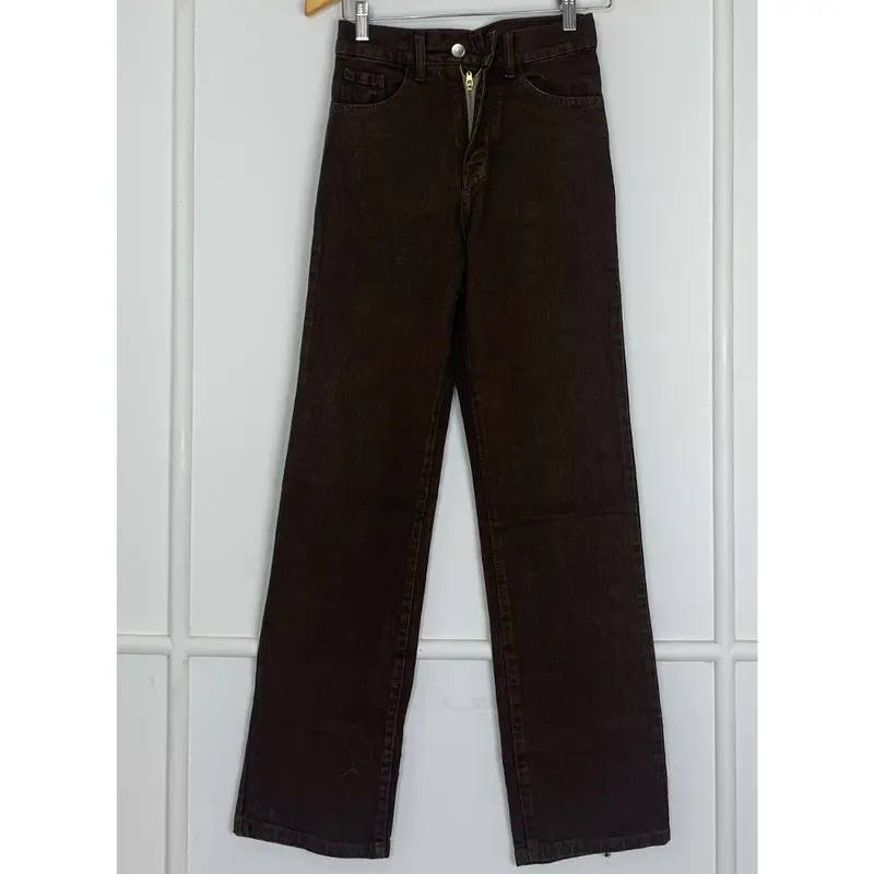 Nara Pants Coklat Tua - Celana Kulot Jeans Highwaist Wanita Loose Basic Celana Panjang 4