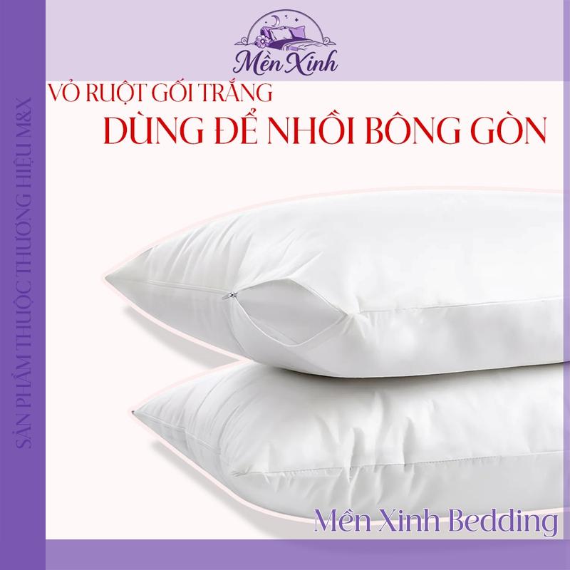 Áo Ruột Gối Trắng Mềm Mại Thoáng Khí Vỏ Ruột Gối Có Khóa Kéo Dễ Tháo Lắp Nhiều Size