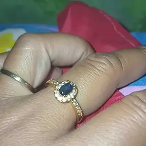 Cincin Sapphire Biru Titanium Gold Premium Anti Karat Anti Luntur