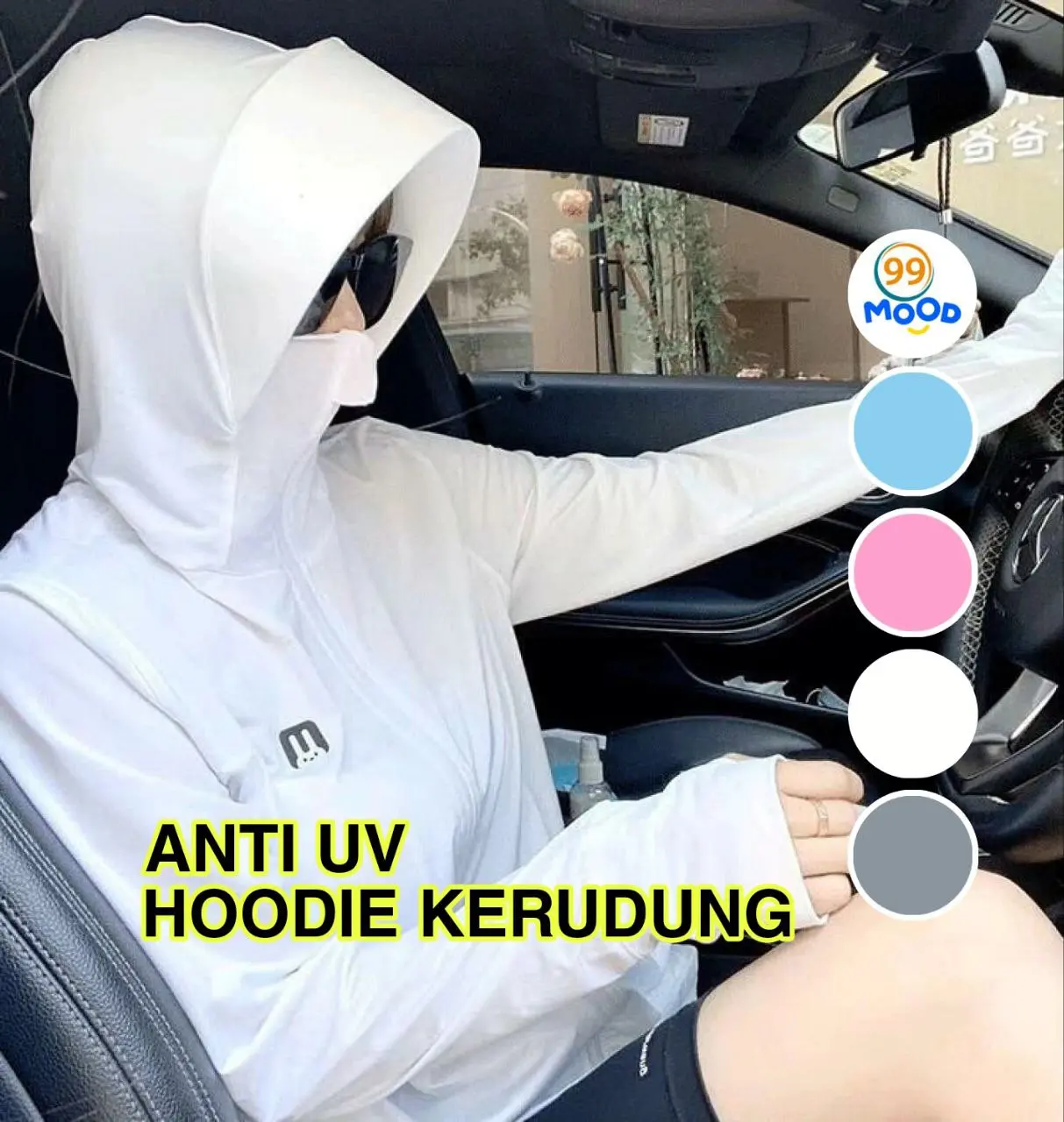 Jaket anti UV Krudung Summer UPF 50+ UV Sun Protection Skin Coats Wanita Sportswear Hooded Outwear Ada Tempat untuk Ikat Rambut Outdoor jaket kerudung jaket krudung Atasan Baju Nyaman Panjang Outer Stretch Lembut Casual Basic
