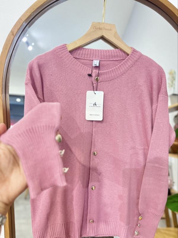Cardigan Rajut Kancing Gold Cardigan Inara Basic Atasan Baju Wanita