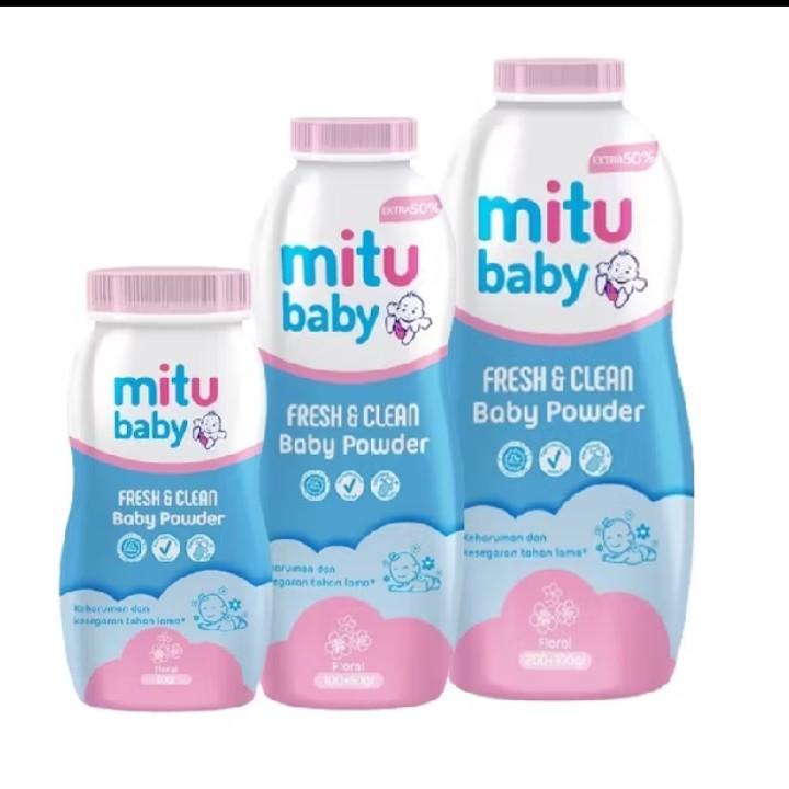 bundling 2pcs mitu baby powder fresh&clean jumbo 150 gr. 4