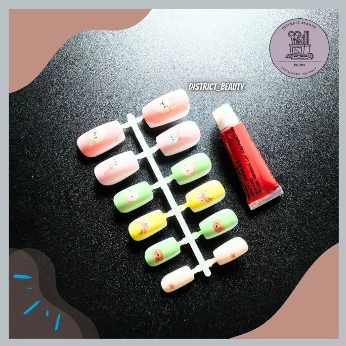KUKU PALSU / FAKE NAIL ART + LEM 12 PCS MOTIF LUCU 2