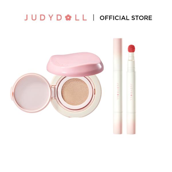 NEW Combo Judydoll Cushion chống nắng Fresh Matte Cushion SPF50+ và Son Kem Lip Powder Cream Mịn lì Che phủ vân môi Không dính cốc