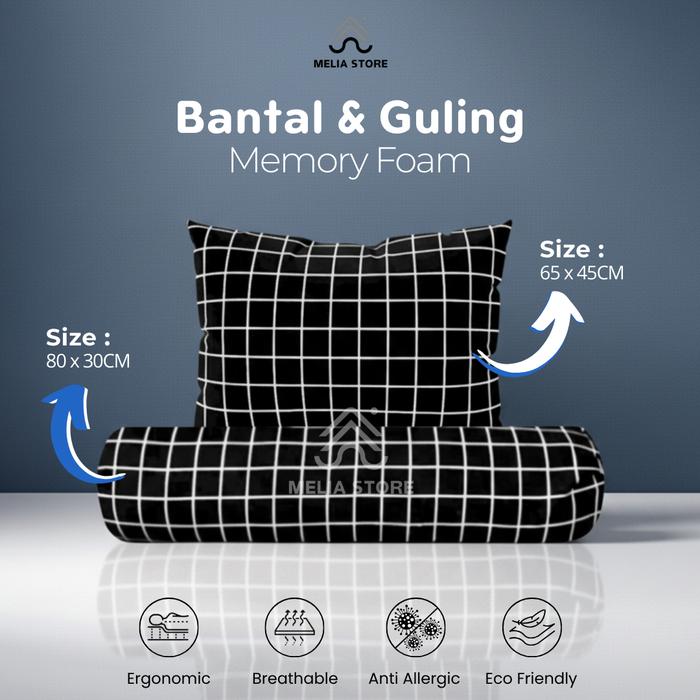 Gambar Bantal Guling Memori Foam Set Bundle Premium Quality Variasi kotak Hitam - Bantal dari Melia Store Mattress Kab. Tangerang Tokopedia